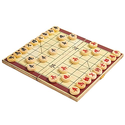 SYNYEY Chinesisches Schach, Faltbare Kinderschachspiele aus Holz für Anfänger, Tragbares Reise-Brettspiel-Set, Strategie-Xiang-Brettspiele für 2 Spieler für Teenager, Erwachsene, Familie von SYNYEY