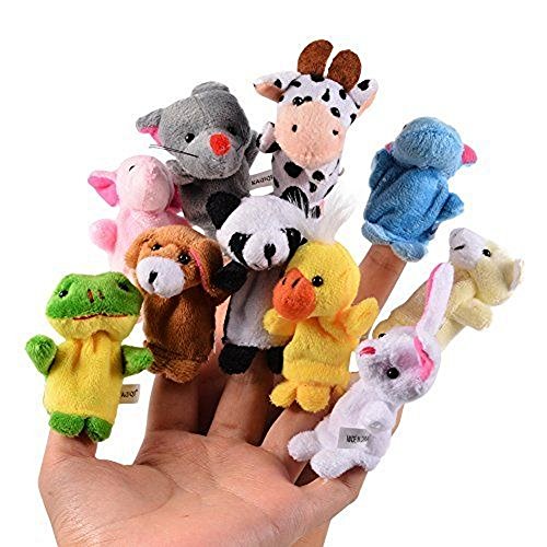 CHSYOO 10 x Klein Tierfiguren Fingerpuppe Samt Handpuppe, Plüschfigur Spielzeug Props für Geburtstag Kinder Party Taufe Babyparty Mitbringsel Geschenk von CHSYOO