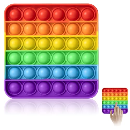 Pop It für Kinder und Erwachsene, Anti-Stress-Spielzeug, Pop Bubble Sensory Fidget Toy, Silikon Sensorisches, Stress Relief Anxiety Relief, Autismus for ADHS Squeeze Toys (Rainbow-Square) von SYQZMYA