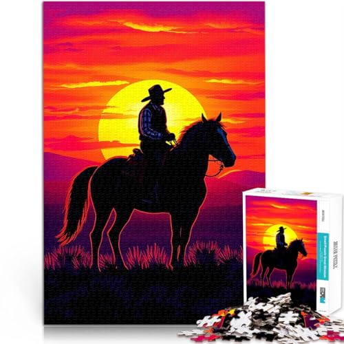 Cowboy-Silhouette bei Sonnenuntergang Puzzle für Erwachsene, 1000 Teile Quizspiel Lustige Aktivitäten für zu Hause, Geburtstagsgeschenk, Reisegeschenk, 38x26cm Cowboy-Silhouette bei Sonnenuntergang Puzzle für Erwachsene, 1000 Teile Quizspiel Lustige Aktivitäten für zu Hause, Geburtstagsgeschenk, Reisegeschenk, 38x26cm von SYUNFEI
