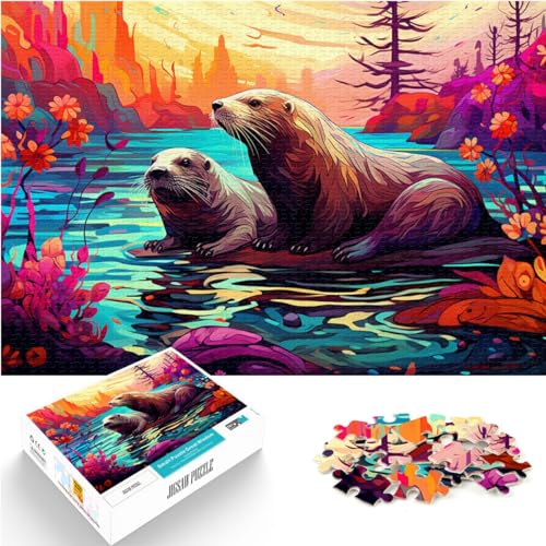 Puzzle, Lernspiele, Bunter Otter, 1000-teiliges Puzzle für Erwachsene, Holzpuzzle, Denksportspiel zum Stressabbau, Urlaub zu Hause, Zeitvertreib (50 x 75 cm) von SYUNFEI