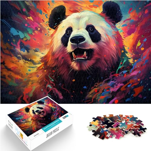 Puzzle, Lernspiele, Bunter Psychedelischer Panda, 1000-teiliges Puzzle für Erwachsene, Holzpuzzle, lustiges Puzzle, Spielzeug, Denkspiel (50 x 75 cm) von SYUNFEI