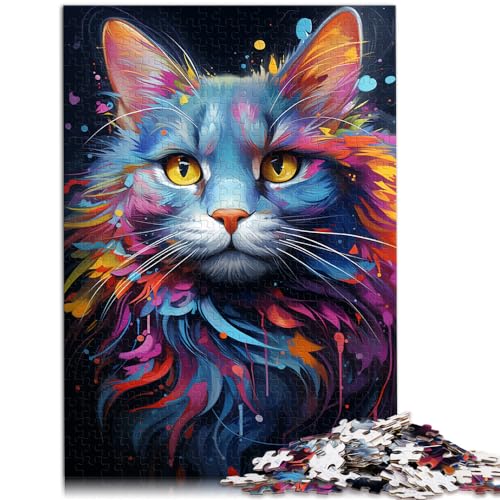 Puzzle, Lernspiele, Erstaunliches farbenfrohes magisches Katzen-Puzzle für Erwachsene und Ren, 300 Teile, Holzpuzzle, Lernspielzeug, Familienspiele, tolles Geschenk (26 x 38 cm) von SYUNFEI