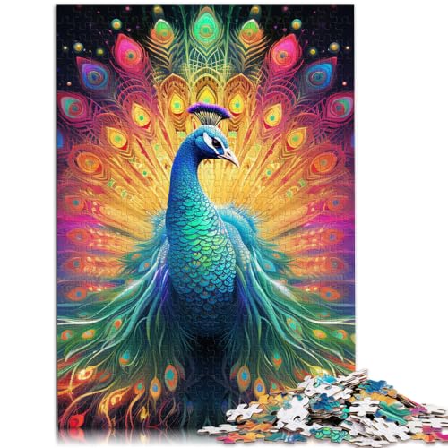 Puzzle, Lernspiele, Psychedelischer Pfau, 1000 extragroße Teile, Puzzle aus Holz, Heimkunstdekor, lustige Spiele für die ganze Familie (50 x 75 cm) von SYUNFEI