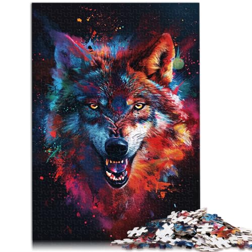 Puzzle, Lernspiele, Psychedelischer bunter exotischer Wolf, 1000 Puzzles für Erwachsene, 1000 Teile, Holzpuzzlespiele, Spielzeug, Geschenk, Puzzeln als Geschenk (50 x 75 cm) von SYUNFEI