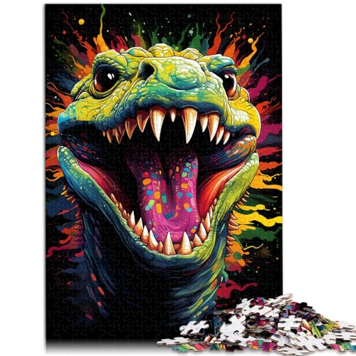 Puzzle, Lernspiele, buntes, wildes Krokodil, 1000 Teile, Puzzle aus Holz, Spielzeug für die Familie, Puzzle, Geschenk, Denkspiel (50 x 75 cm) von SYUNFEI