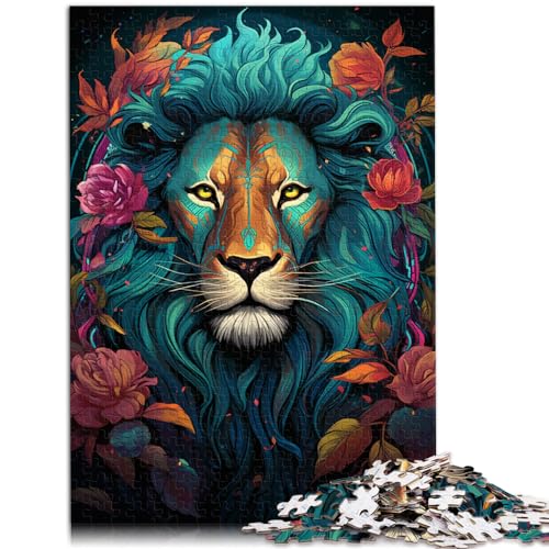 Puzzle, Lernspiele, schöner bunter Löwe, 1000 Teile, Puzzle für Erwachsene, Holzpuzzle, Puzzle, Geschenke, Spielzeug, Denkspiel (50 x 75 cm) von SYUNFEI