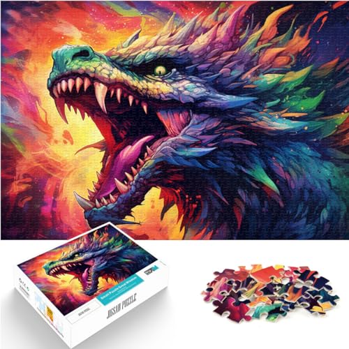 Puzzle, farbenfrohes, psychedelisches, mutiertes Drachen-Puzzle, 500 Teile, für Erwachsene, Holzpuzzle, Lernpuzzle, Wichtelgeschenke (38 x 52 cm) von SYUNFEI