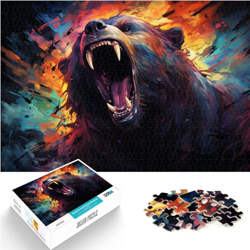 Puzzle, farbenfrohes psychedelisches Bären-Puzzle für Erwachsene und Ren, 300 Teile, Holzpuzzle, Entspannungspuzzle, Denksport-Puzzle als Geschenk (26 x 38 cm) von SYUNFEI
