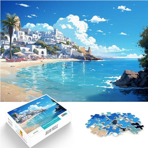 Puzzle Ausmalen, Strand von Muro, Spanien, 500-teiliges Holzpuzzle Erwachsene, lustiges Geschenk, jedes Teil ist einzigartig unterhaltsames Spiel die ganze Familie (38 x 52 cm) von SYUNFEI