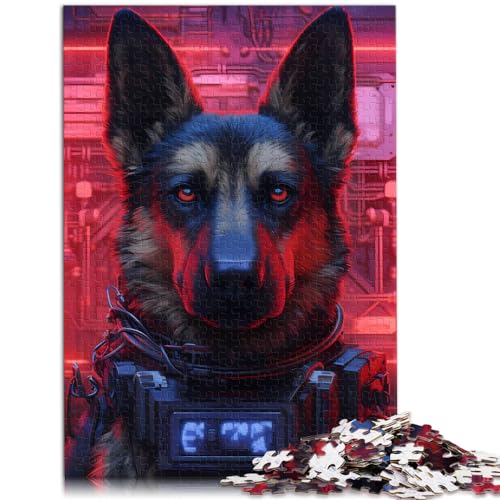 Puzzle Deutscher Schäferhund, Puzzle für Erwachsene und Kinder, 300-teiliges Holzpuzzle, Lernspiel mit vollständig ineinander greifenden und zufällig geformten Teilen (26 x 38 cm) von SYUNFEI