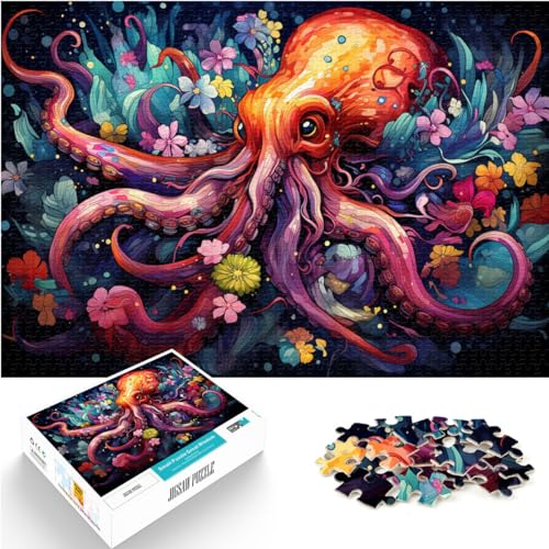 Puzzle Fantasie Bunter Oktopus 1000 Teile Puzzle für Erwachsene Holzpuzzle Entspannungspuzzle Spiele-Knobelspiel Wichtelgeschenke （50x75cm） von SYUNFEI