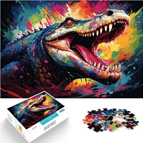 Puzzle Fantasie buntes Krokodil für Erwachsene 300 Teile Puzzle Holzpuzzle Lernpuzzle Spielzeug Puzzle Lernspiele Stressabbau-Puzzle （26x38cm） von SYUNFEI