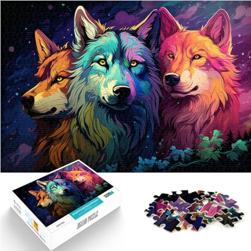 Puzzle Fantasy Wolf, 500 Teile, Puzzle für Erwachsene, Puzzle-Geschenke, Puzzle – anspruchsvolles Spiel mit vollständig ineinander greifenden zufällig geformten Teilen (38 x 52 cm) von SYUNFEI