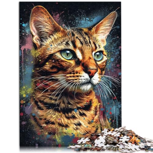 Puzzle-Geschenk, Bengalkatzen-Gemälde, Puzzle für Erwachsene, 1000 Teile, Holzpuzzle, Lernpuzzle, anspruchsvolles Puzzle für (50 x 75 cm) von SYUNFEI