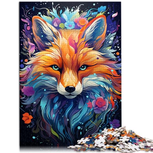 Puzzle-Geschenk, Bunter Psychedelischer Fuchs, 1000-teiliges Puzzle für Erwachsene, Holzpuzzle, Lernspielzeug, Familienaktivitäts-Puzzle (50 x 75 cm) von SYUNFEI
