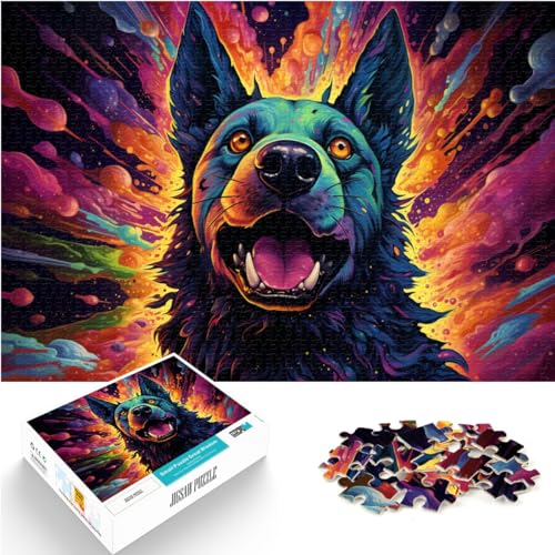 Puzzle-Geschenk, Bunter Psychedelischer Hund aus der Zukunft, 1000-teiliges Puzzle für Erwachsene, Holzpuzzle, Lernspiele, Spielzeug, Denkspiel (50 x 75 cm) von SYUNFEI