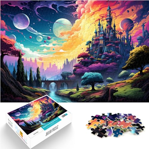 Puzzle-Geschenk, farbenfrohe psychedelische Anime-Landschaft, Puzzles für Erwachsene, 1000 Puzzles, Holzpuzzles, Entspannungspuzzles, Spiele, lustige Familienspiele (50 x 75 cm) von SYUNFEI