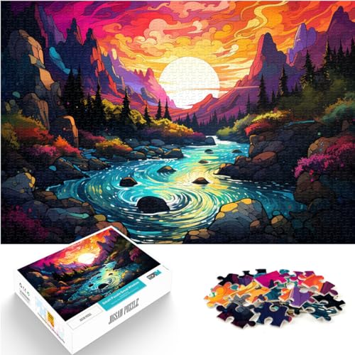 Puzzle-Geschenk, farbenfrohe psychedelische Landschaft und Puzzle 1000 Teile für Erwachsene, Holzpuzzle, präzise geschnittenes Puzzle, Heimkunstdekor (50 x 75 cm) von SYUNFEI