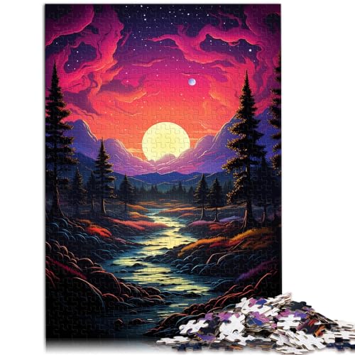 Puzzle-Geschenk, farbenfrohe psychedelische Morgendämmerung in der Weltraumlandschaft, 1000 Puzzleteile für Erwachsene, Holzpuzzle, DIY-Puzzle, Spielzeug, Denkspiel (50 x 75 cm) von SYUNFEI