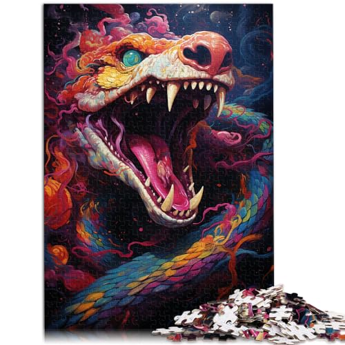 Puzzle-Geschenk, farbenfrohes psychedelisches Schlangengemälde, 1000 Teile, Puzzle-Geschenke, Holz-Puzzle, Spiel, schwierige Puzzles (50 x 75 cm) von SYUNFEI