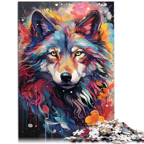 Puzzle-Geschenk, farbenfrohes psychedelisches Wölfin-Puzzle, 1000 Teile, Holzpuzzle, Puzzle, Lernspiele, Weihnachtspuzzle-Geschenke (50 x 75 cm) von SYUNFEI