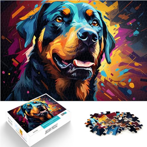 Puzzle-Geschenk Rottweiler 1000-teiliges Puzzle für Erwachsene Puzzle Holzpuzzle Denkspiel Schwieriges schweres Puzzle für Frauen Männer (50 x 75 cm) von SYUNFEI