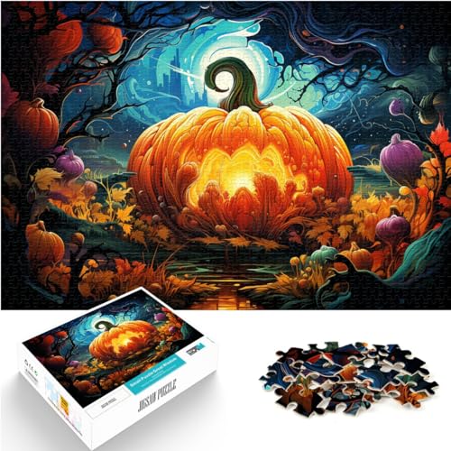 Puzzle Kürbis in der Halloween-Nacht für Erwachsene, 300 Teile Puzzle, Holzpuzzle, Lernpuzzle mit passendem Poster und Wissensblatt (26 x 38 cm) von SYUNFEI