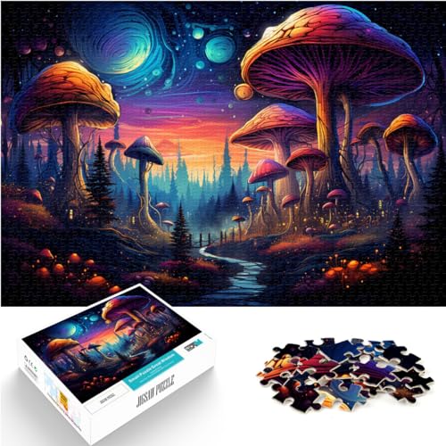 Puzzle Psychedelic Mushroom City Puzzle für Erwachsene 500-teiliges Holzpuzzle Lernpuzzle ganze Familie und （38x52cm） von SYUNFEI