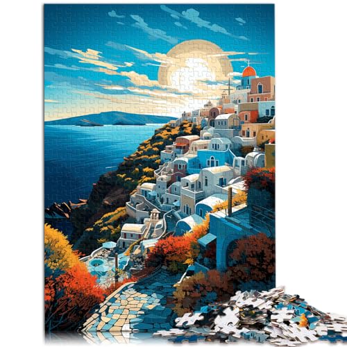 Puzzle | Puzzles Bunte griechische Insel Santorini 1000 Puzzles für Erwachsene Holzpuzzle Lernen Lernspielzeug Familienspiele Denkspiel （50x75cm） von SYUNFEI