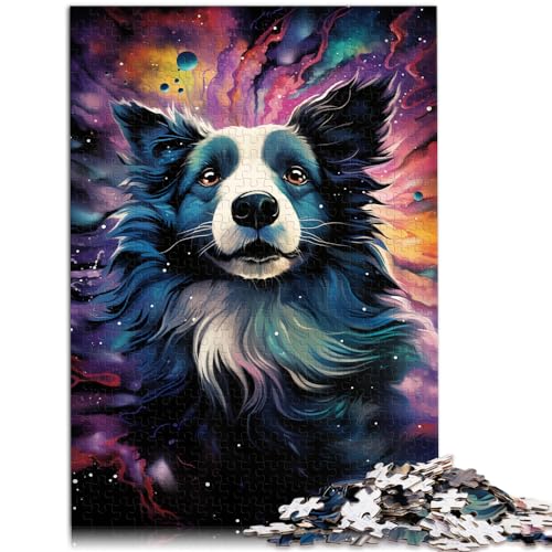 Puzzle | Puzzles Bunter Psychedelischer Border Collie für Erwachsene 1000 Teile Puzzle Holzpuzzle und Puzzlespielzeug Denkspiel (50x75cm) von SYUNFEI