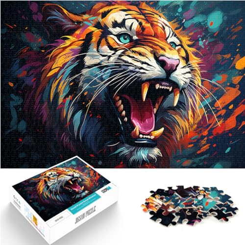 Puzzle-Spiele, Fantasie-Farbmalerei-Tiger, 1000-teiliges Puzzle aus Holz, lustige Puzzles für anspruchsvolle Puzzlespiele und Familienspiele (50 x 75 cm) von SYUNFEI