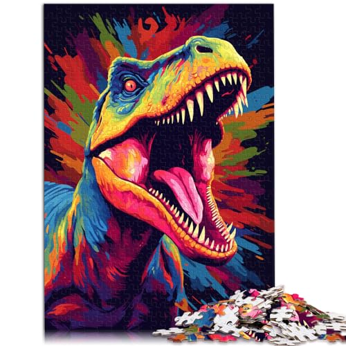 Puzzle-Spiele, Malen von bunten Dinosauriern, Puzzle für Erwachsene, 1000 Teile, Holzpuzzle, Präzisionsschnitt-Puzzle für Erwachsene und Familien (50 x 75 cm) von SYUNFEI