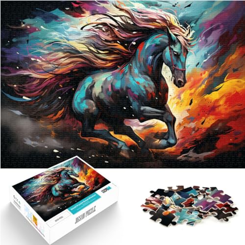 Puzzle-Spiele, buntes Pferd, Puzzles Erwachsene, 1000 Puzzles, Holz-Puzzlespiele, Spielzeug, Geschenk, Spaß zu Hause, Aktivitäten, Geburtstagsgeschenk, Reisegeschenke, (50 x 75 cm) von SYUNFEI