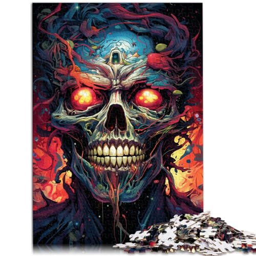 Puzzle-Spiele, farbenfrohe psychedelische Fantasy-Totenkopf-Puzzles, 1000 Teile für Erwachsene und Kinder, aus Holz, präzise geschnittene Puzzle-Geschenkideen (50 x 75 cm) von SYUNFEI