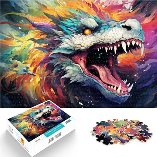 Puzzle-Spiele, farbenfroher Psychedelischer Drache, 1000 Teile, Puzzle aus Holz, lustige Puzzles, herausfordernd, Aber unterhaltsam und humorvoll (50 x 75 cm) von SYUNFEI