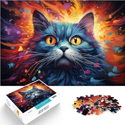 Puzzle-Spiele, farbenfrohes Fantasie-Katzen-Puzzle, 1000 Teile, für Erwachsene und Kinder, aus Holz, Puzzle-Wanddekoration, Familienaktivität, Puzzle, Lernspiele (50 x 75 cm) von SYUNFEI
