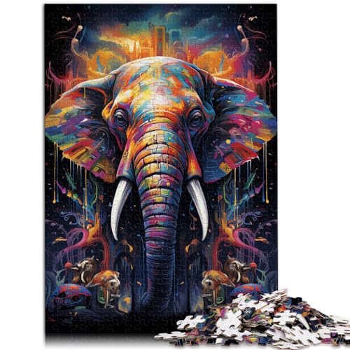 Puzzle-Spiele Bunter Elefant 1000-teiliges Puzzle für Erwachsene aus Holz, Puzzles für Erwachsene, ganze Familie (50 x 75 cm) von SYUNFEI