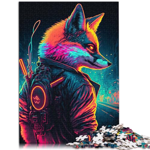 Puzzle-Spiele Fuchs Neon für Erwachsene 1000 Teile Puzzle Holz Puzzle Entspannungspuzzle Spiele-Denkspiel mit vollständig ineinander greifenden zufällig geformten Teilen (50x75cm) von SYUNFEI