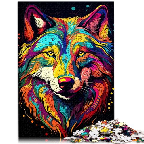 Puzzle Straßenpuzzle mit Buntem Wolf | Puzzle 500 Teile für Erwachsene, Holzpuzzle als Geschenk, anspruchsvoll, Aber unterhaltsam und humorvoll (38 x 52 cm) von SYUNFEI