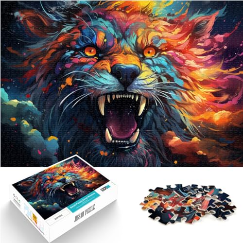 Puzzle Tierkunst Tiger farbenfrohes psychedelisches Puzzle für Erwachsene 300 Teile Holzpuzzle Spielspielzeug eignet ganze Familie und (26x38cm) von SYUNFEI