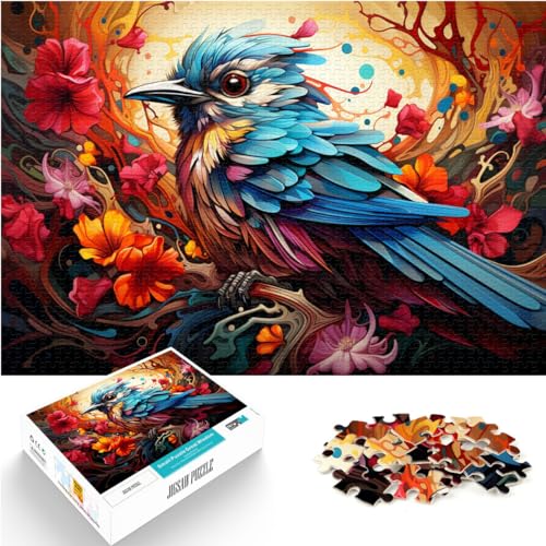 Puzzle Verschenken, farbenfroher Psychedelischer Vogel, schwierige, anspruchsvolle Puzzles aus Holz mit 1000 Teilen, Geschenke die Spiele Weihnachten und Geburtstage (50 x 75 cm) von SYUNFEI