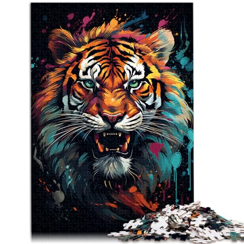 Puzzle als Geschenk, Sternenhimmel-Malerei, Tiger, 500 Teile, Puzzle für Erwachsene, Holzpuzzle, Lernpuzzlespiel zum Geburtstag, Weihnachtsfamilienspiele (38 x 52 cm) von SYUNFEI