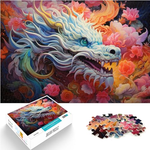 Puzzle für Blumen und Drachen, Puzzle für Erwachsene, 300 Teile, Holzpuzzle, Spielspielzeug, Spielzeugpuzzle, Lernspiele, Stressabbau-Puzzle (26 x 38 cm) von SYUNFEI