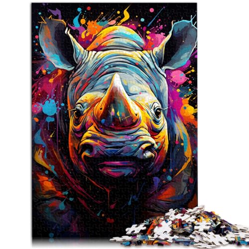 Puzzle für Erwachsene, 1000 Teile, Puzzle mit Tierzeichnung, Nashorn, Puzzle-Geschenke, Holzpuzzle, DIY-Puzzle-Spielzeug, Familienaktivität, Puzzle (50 x 75 cm) von SYUNFEI