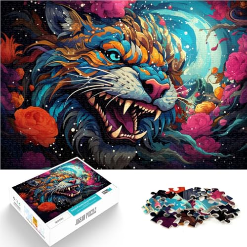 Puzzle für Erwachsene, Fantasie-Farbmalerei-Tiger, Puzzle für Erwachsene, 1000 Teile, 14,96 x 20,47 Zoll, Kartonpuzzle, Lernpuzzle von SYUNFEI