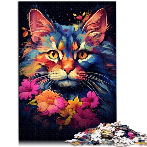 Puzzle für Erwachsene, Farbmalerei, Katze, 1000 Teile, Puzzle, 50 x 75 cm, Holzbrettpuzzle für Erwachsene und Kinder ab 14 Jahren, Denksportaufgaben für Erwachsene Puzzle für Erwachsene, Farbmalerei, Katze, 1000 Teile, Puzzle, 50 x 75 cm, Holzbrettpuzzle für Erwachsene und Kinder ab 14 Jahren, Denksportaufgaben für Erwachsene von SYUNFEI