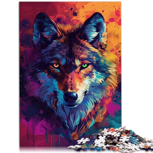 Puzzle für Erwachsene, Psychedelischer, farbenfroher, exotischer Wolf, 1000 Teile, Puzzle aus Holz, Puzzles als Geschenke für die ganze Familie (50 x 75 cm) von SYUNFEI