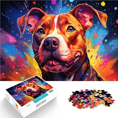 Puzzle für Erwachsene, 1000 Teile, Pitbull, anspruchsvolles Spiel, Puzzles ganze Familie, 50 x 75 cm, für 14-Jährige von SYUNFEI