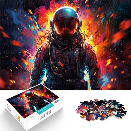 Puzzle für Erwachsene mit farbenfrohem Neon-Astronauten-Puzzle, 1000 Teile, Holzpuzzle, Spielspielzeug für die Familie, Puzzle, Geschenk, Spielzeug, Denkspiel (50 x 75 cm) von SYUNFEI